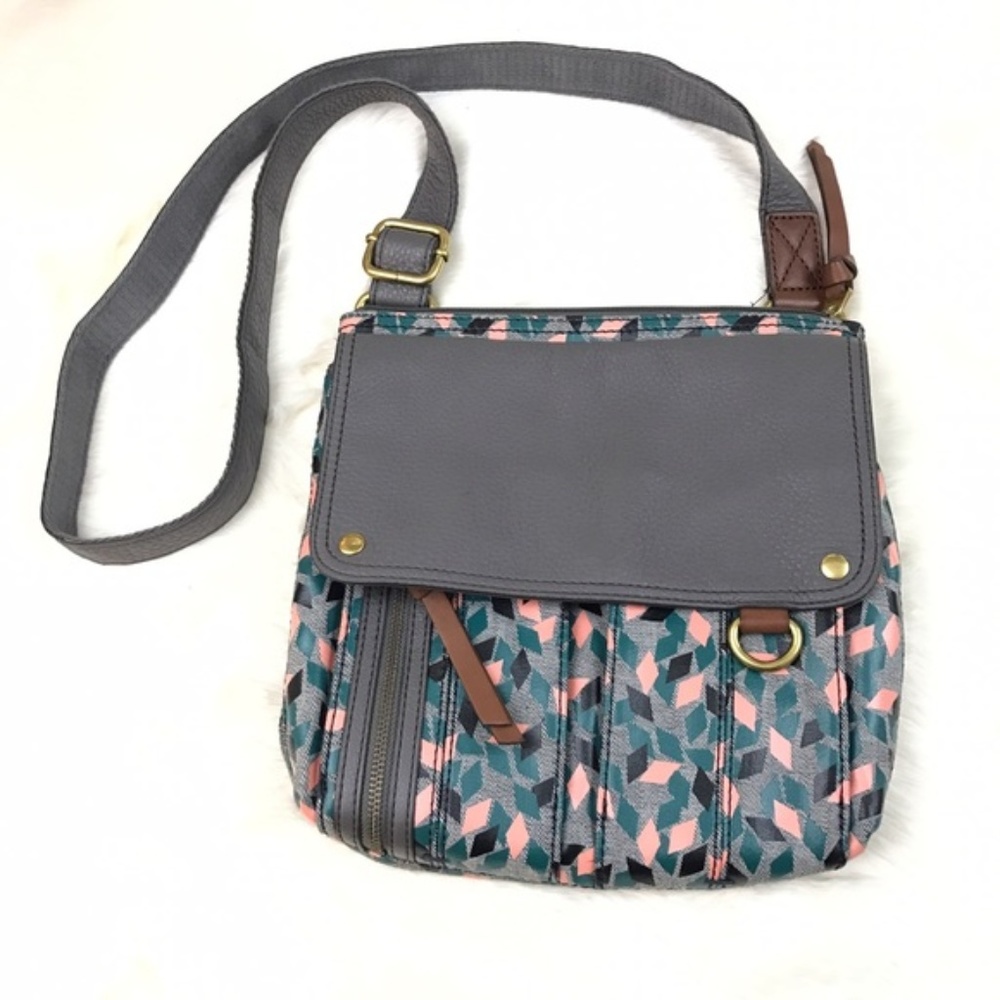 Fossil Crossbody Purse - Gray Pink Teal